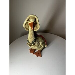 Vintage Christmas Goose  Universal Statuary w/Red Santa Hat 12"  Cottagecore
